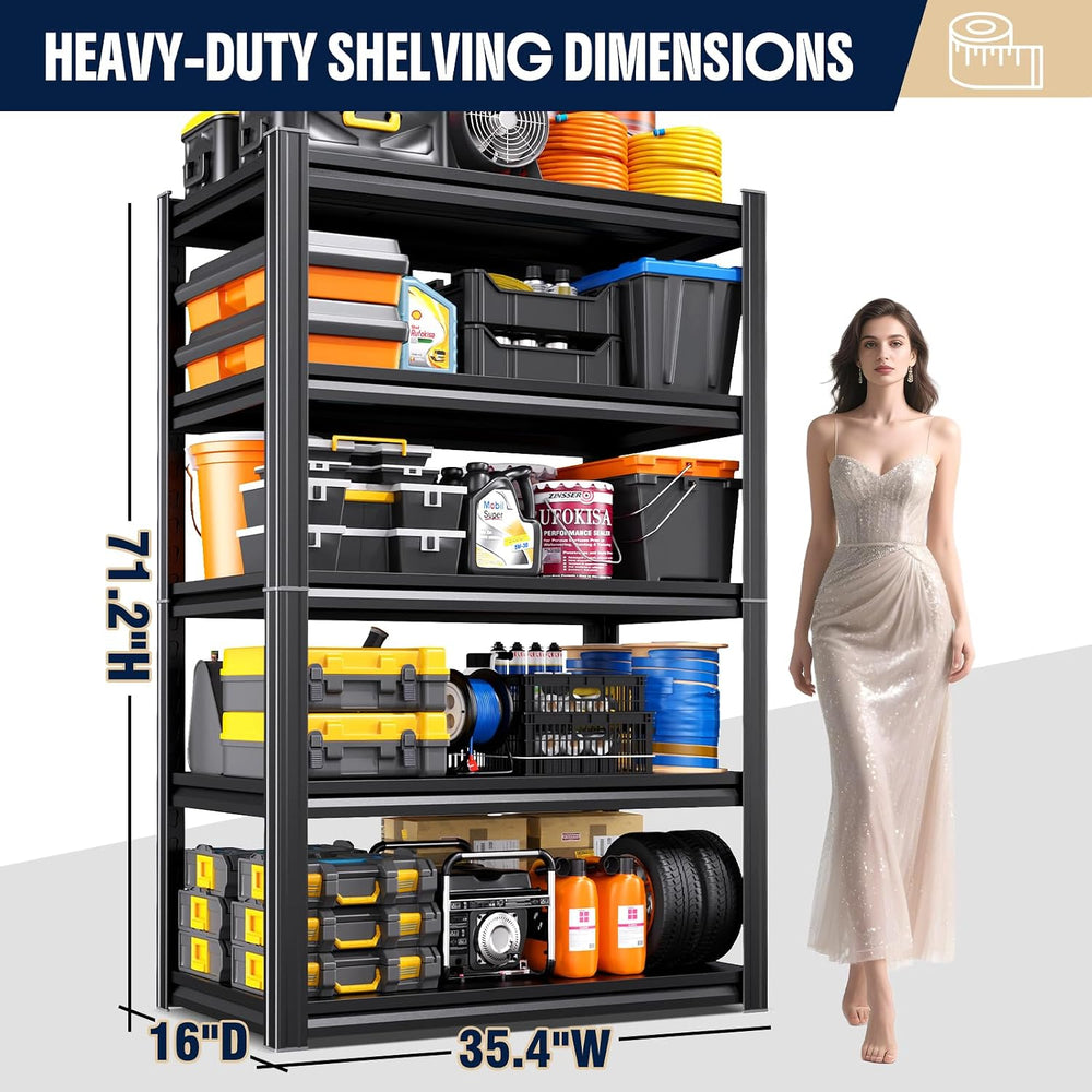 Set of 2 Heavy Duty Garage Shelving Unit, 71.2" H x 35.4" W x 16&qu...