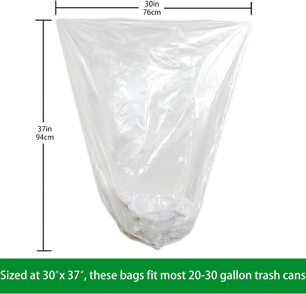 TYPLASTICS 20-30 Gallon Clear Trash Bags 30" x 37" Can Liners Case ...