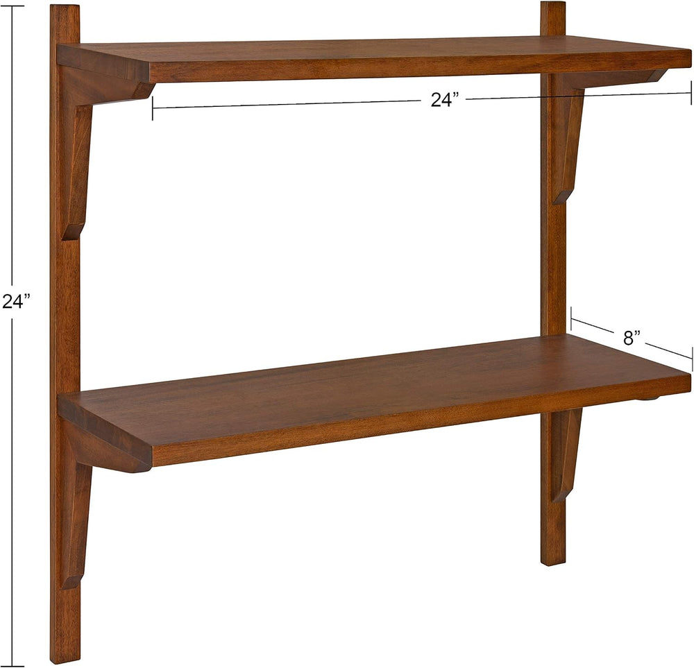 Kate and Laurel Meridien Mid-Century Wall Shelves, 24" x 8" x 24&qu...