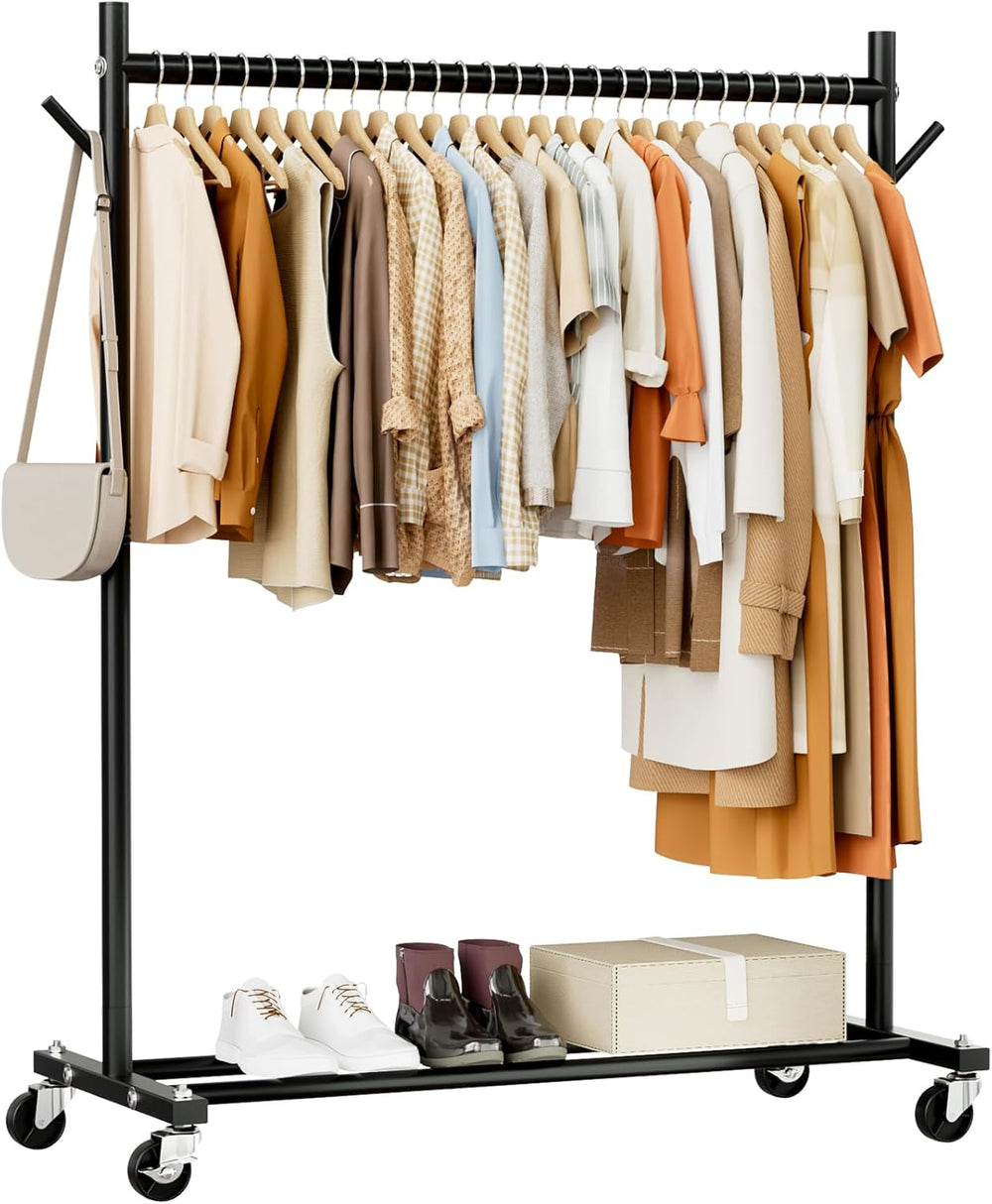 Clothes Rack, Clothing Rack for Hanging Clothes Load 280LBS, Rolling Garment ...