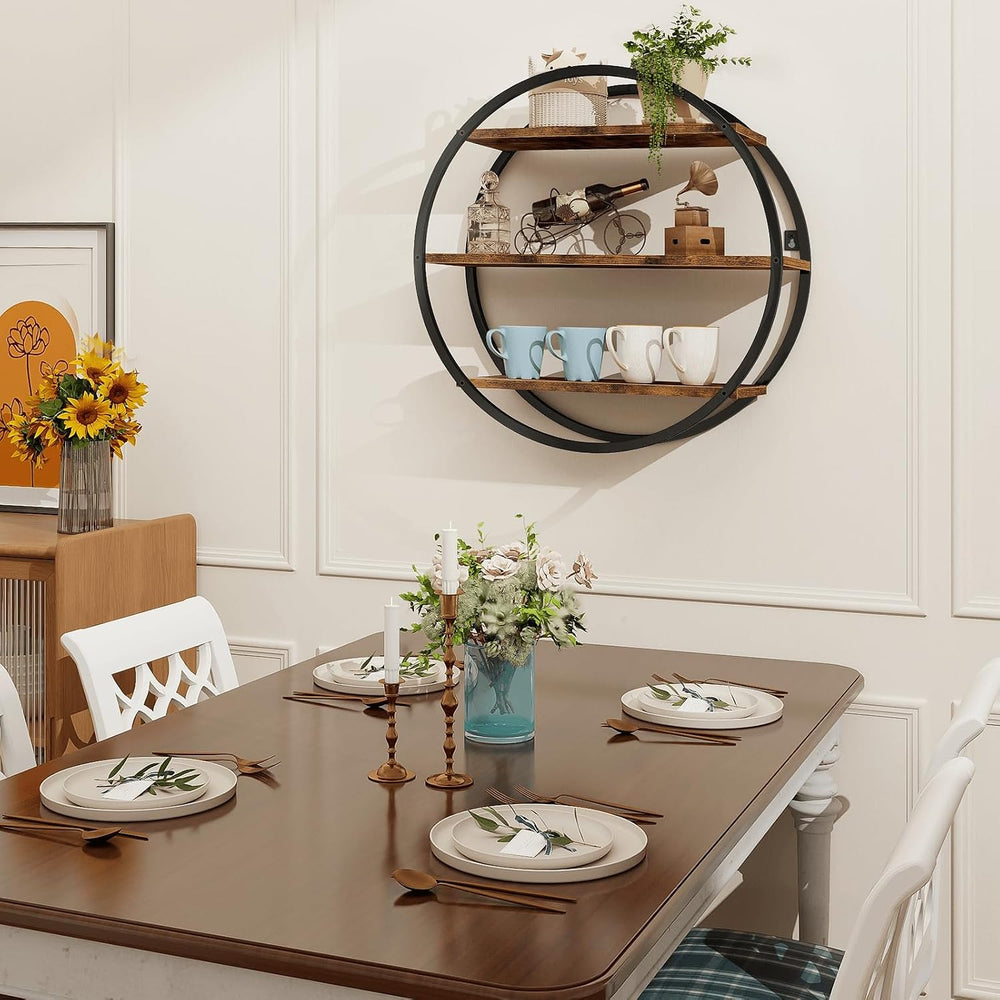 Circle Shelf Wall Decor, 3 Tier Decorative Round Wall Shelf