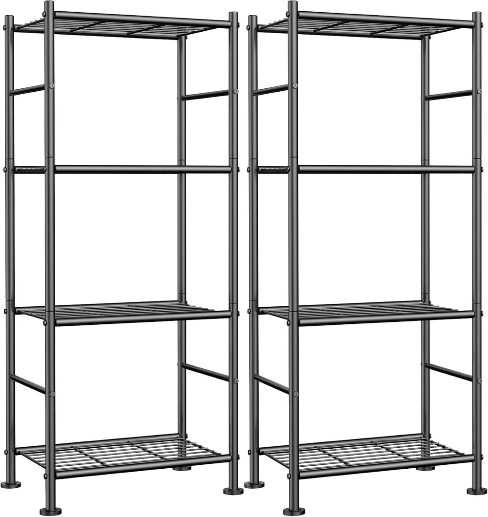 Sakugi Storage Shelves - Set of 2, 4-Tier Metal Shelf Organizer, Space-Saving...