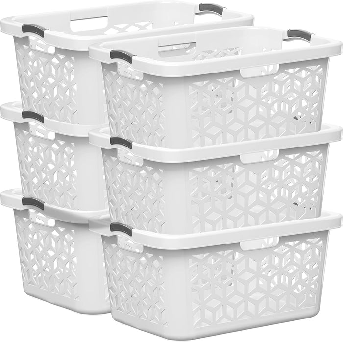 EconoHome Laundry Basket - Large 2 Bushel Laundry Basket with Handles - Stackable Plastic Hamper for Dirty Clothes - Storage Bin & Organizer for Bathroom, Bedroom - White, 70.5L Capacity – Heavy Duty