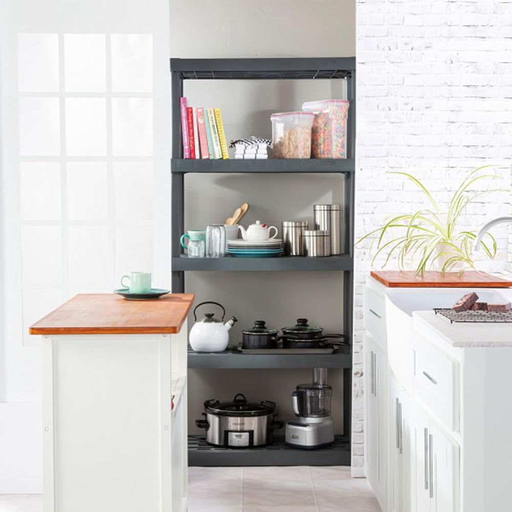 Sterilite 5 Shelf Unit, Heavy-Duty Plastic Storage & Utility Shelving Rack