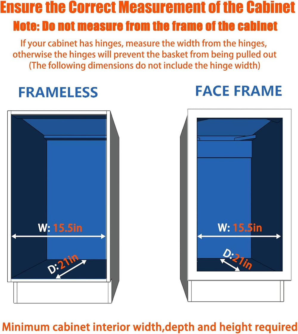 ROOMTEC Pull Out Cabinet Organizer - 14" W x 18" D, Slide Out Stora...