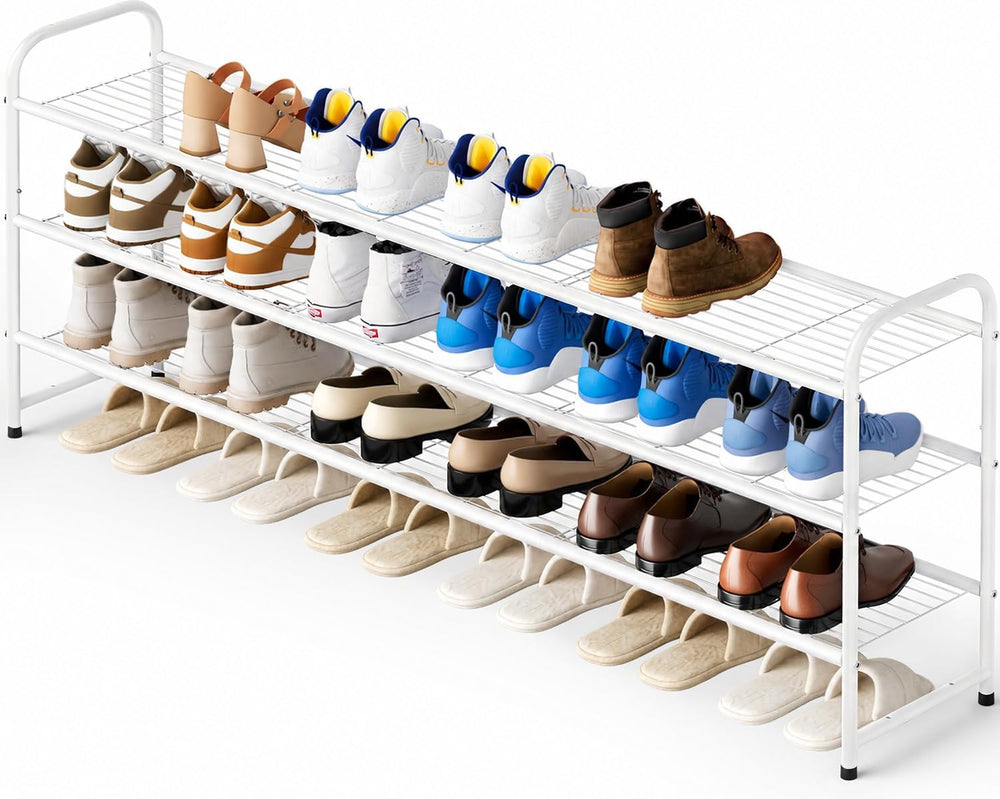 KEETDY 3-Tier Long Shoe Rack for Closet Metal Shoe Organizer for Entryway, Wi...