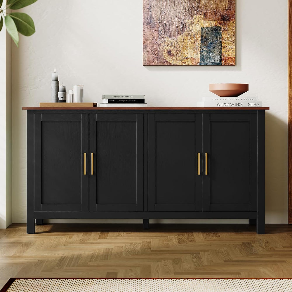 ARTPOWER 60" Sideboard Buffet Cabinet with Storage, Credenza Black