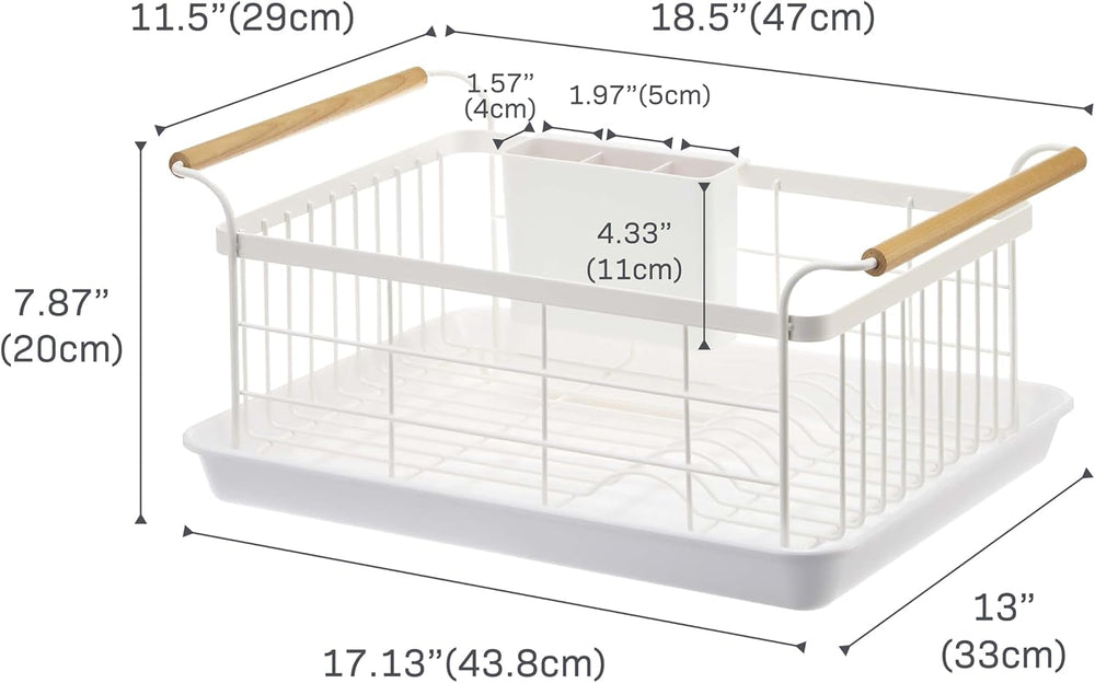 YAMAZAKI Home Dish Drying Rack โ Modern White Dish Rack for Kitchen Counter w...