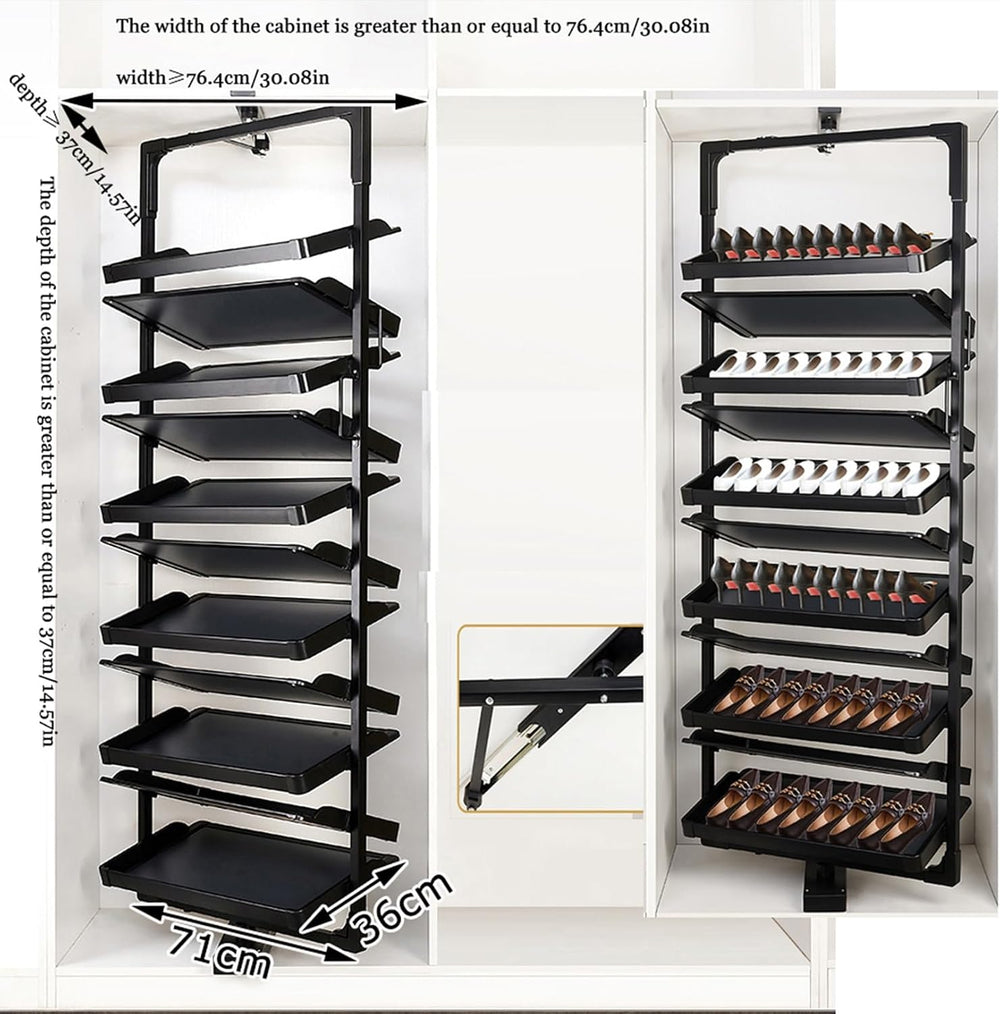 Shoe Rack 360ยฐRotating Pull-Out Organizer for Closet Shoe Cabinet,Adjustable ...
