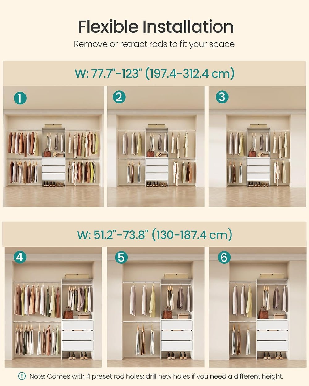 SONGMICS Closet System, Customizable Walk-In Closet Organizer System