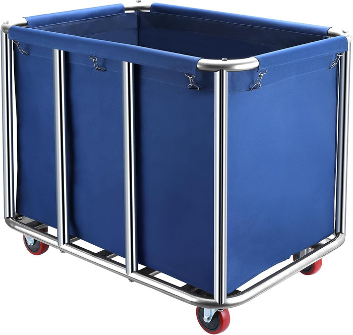 Commercial Laundry Cart with Wheels,440 lbs for Hotel,Home(Blue)