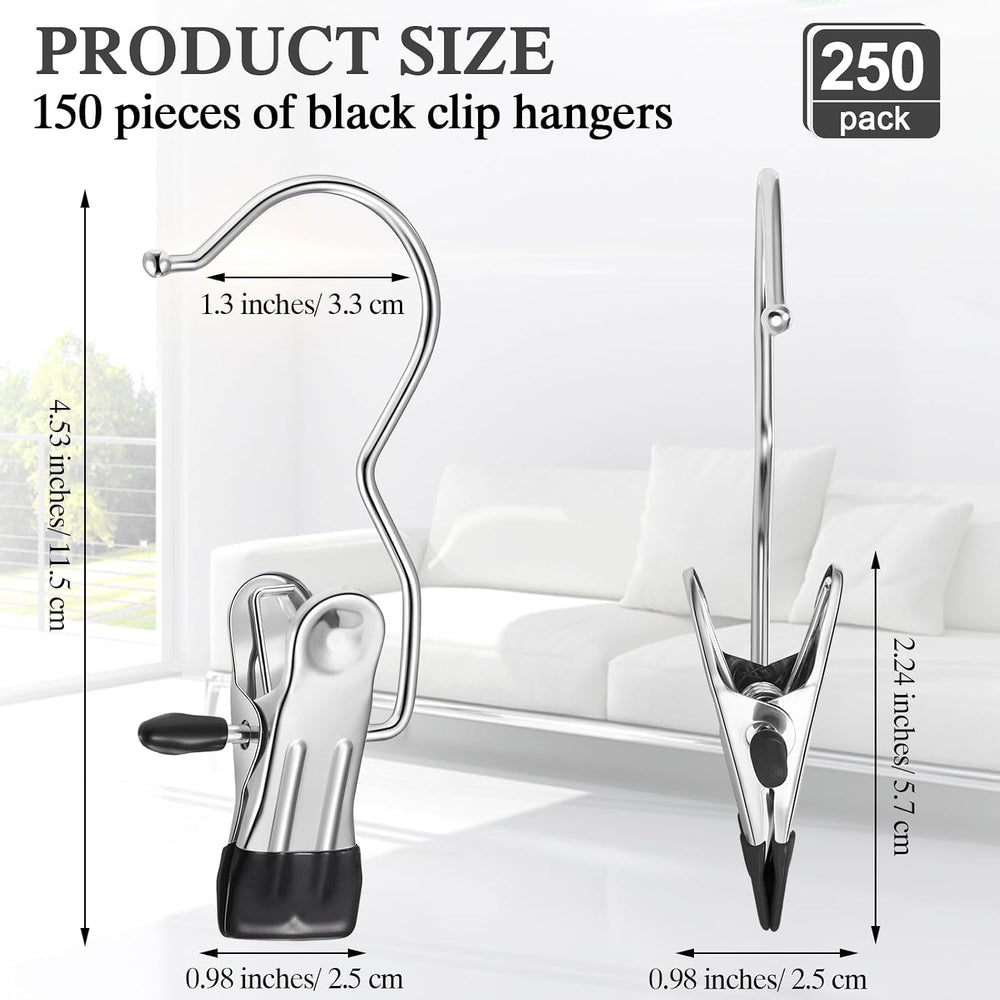Yinder 250 Pcs Boot Hanger Clips Stainless Steel Hooks,Black