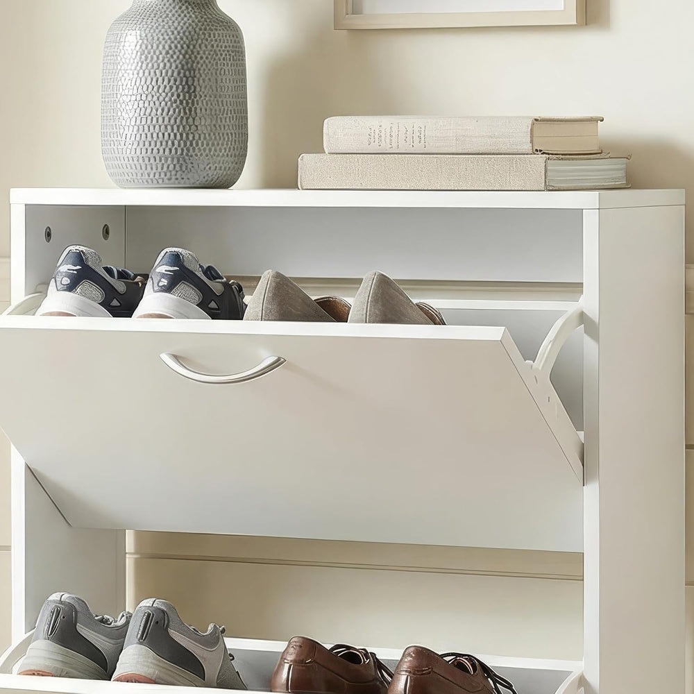 HOPUBUY Shoe Cabinet for Entryway, Narrow Shoe Storage with 3 Flip Drawers