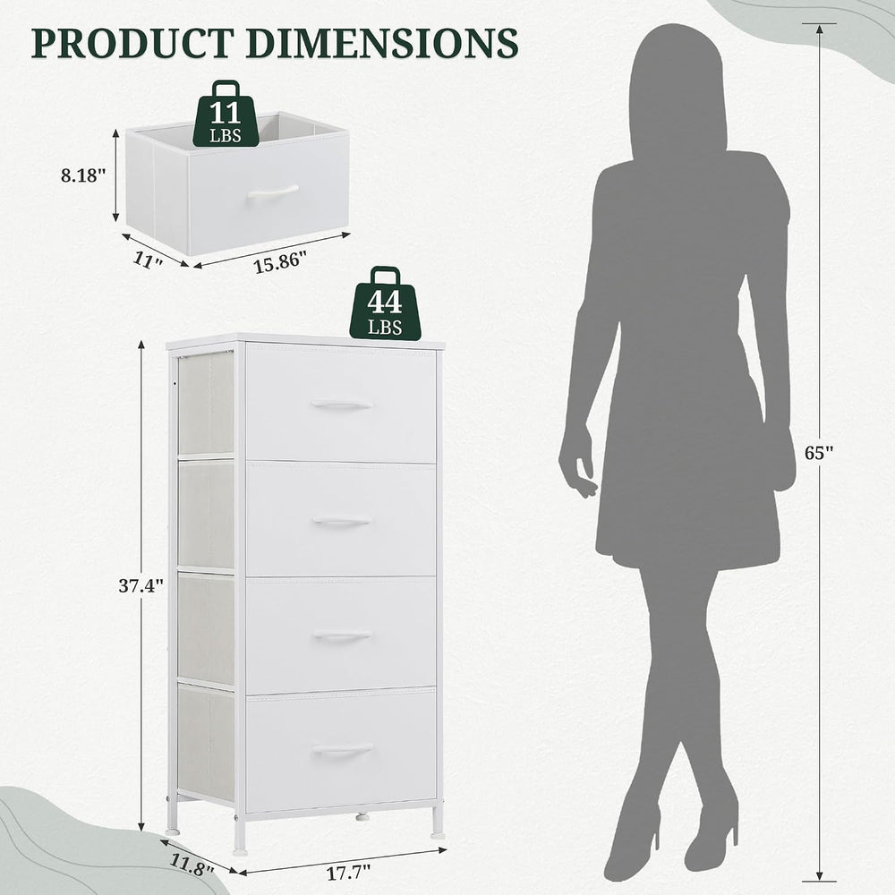 4 Drawers Dresser for Bedroom Fabric Storage Tower with Wooden Top