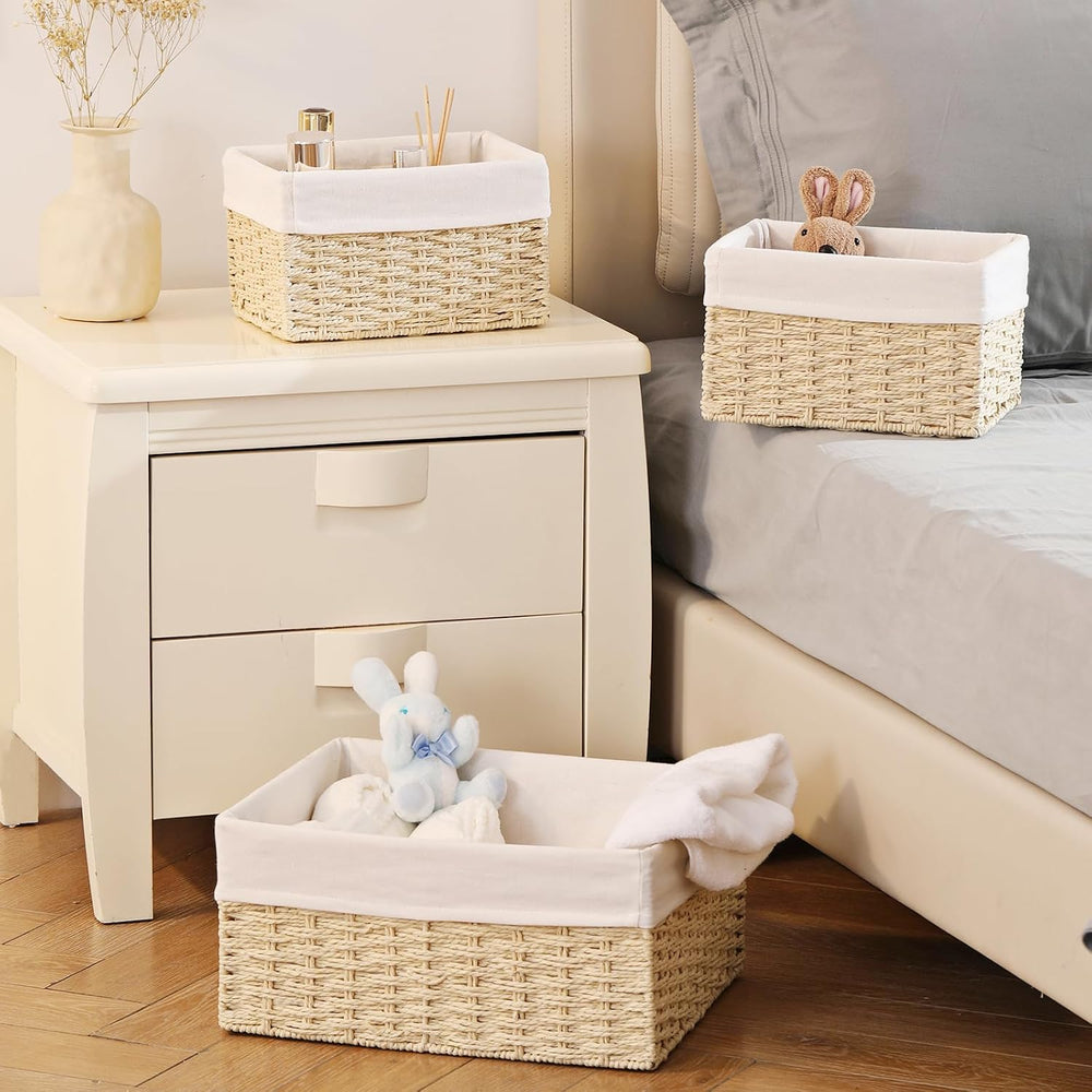 Vagusicc Wicker Basket, Set of 3 Hand-woven Storage Baskets for Organizing, D...