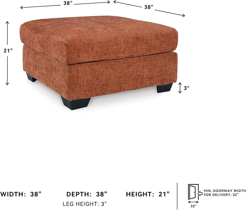 Signature Design by Ashley Oversized Accent Ottoman, Spice Burnt Orange