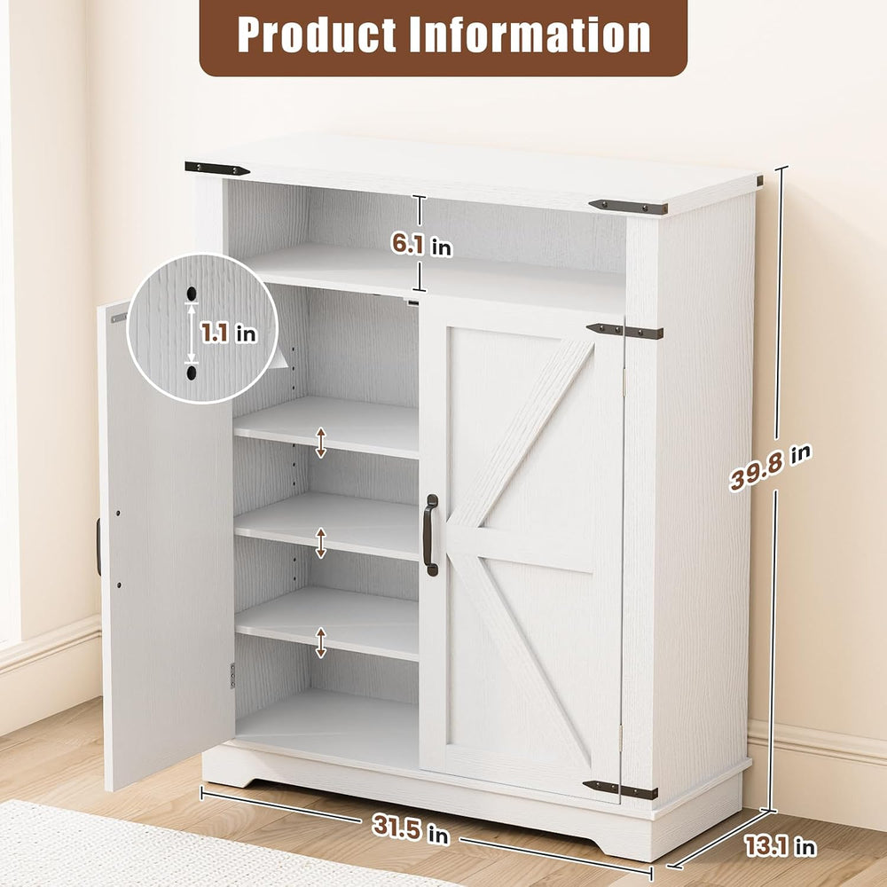 6-Tier Shoe Cabinet Holds Up to 20 Pairs, Entryway Shoe Rack, White