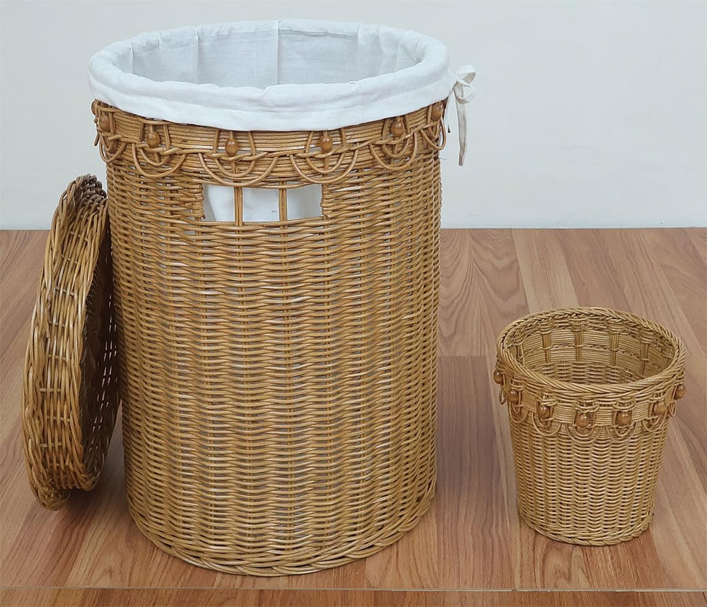 Wicker Hamper with Removable Cloth Lining, All Natural Rattan, Whitewash, Lar...