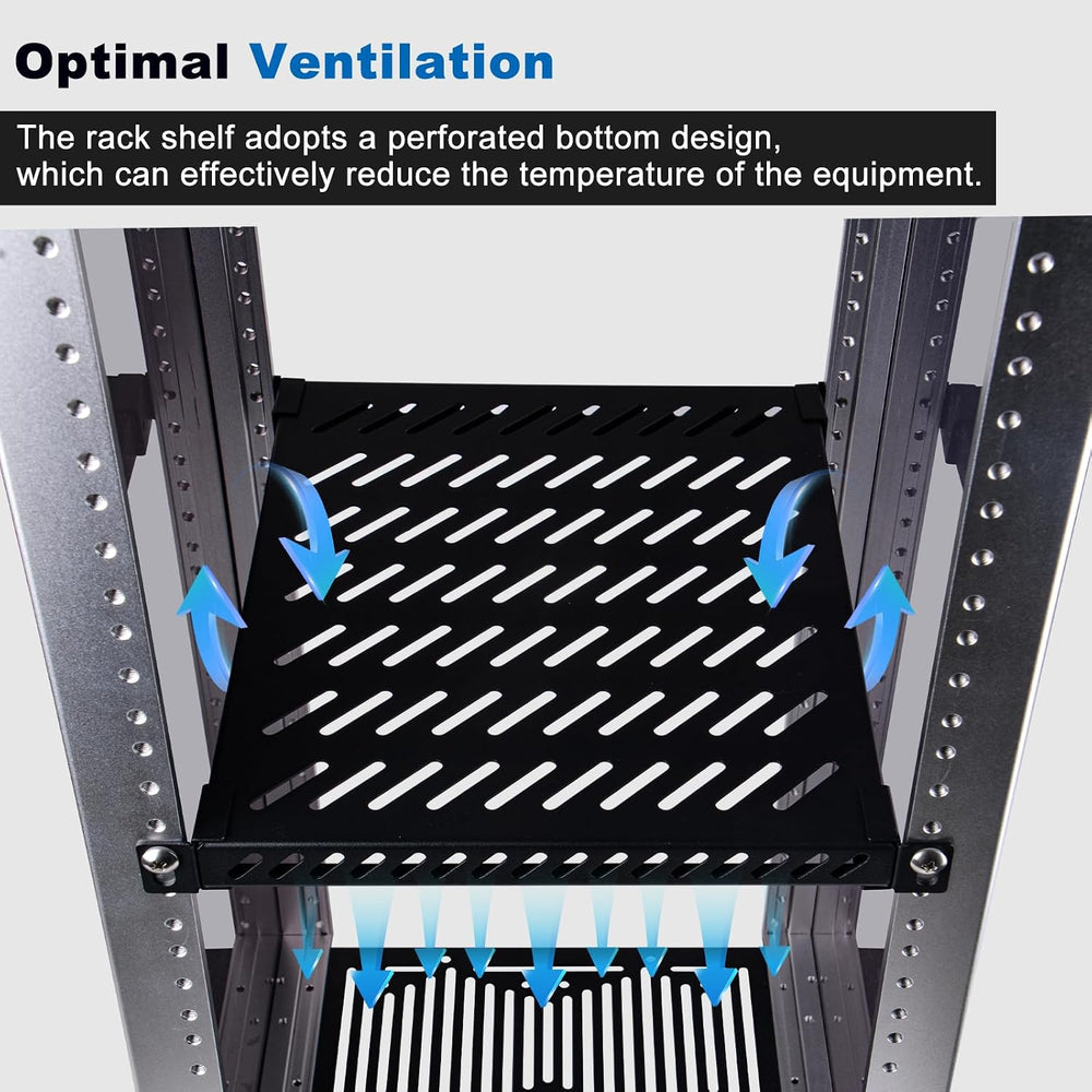 GeeekPi 10 inch 0.5U High Duty Vented Rack Shelf for DeskPi RackMate T2/T0 Pl...