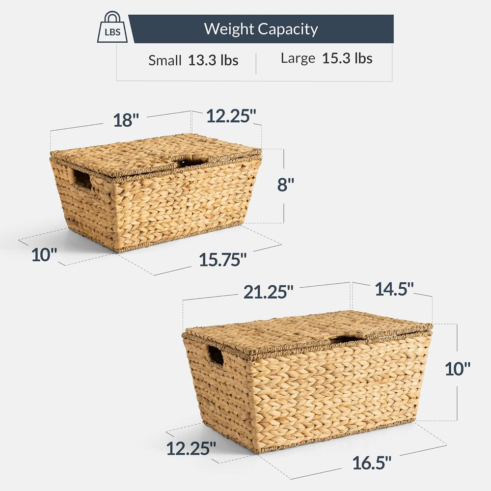 Best Choice Products Set of 2 X-Large & Medium Woven Storage Baskets W/Li...