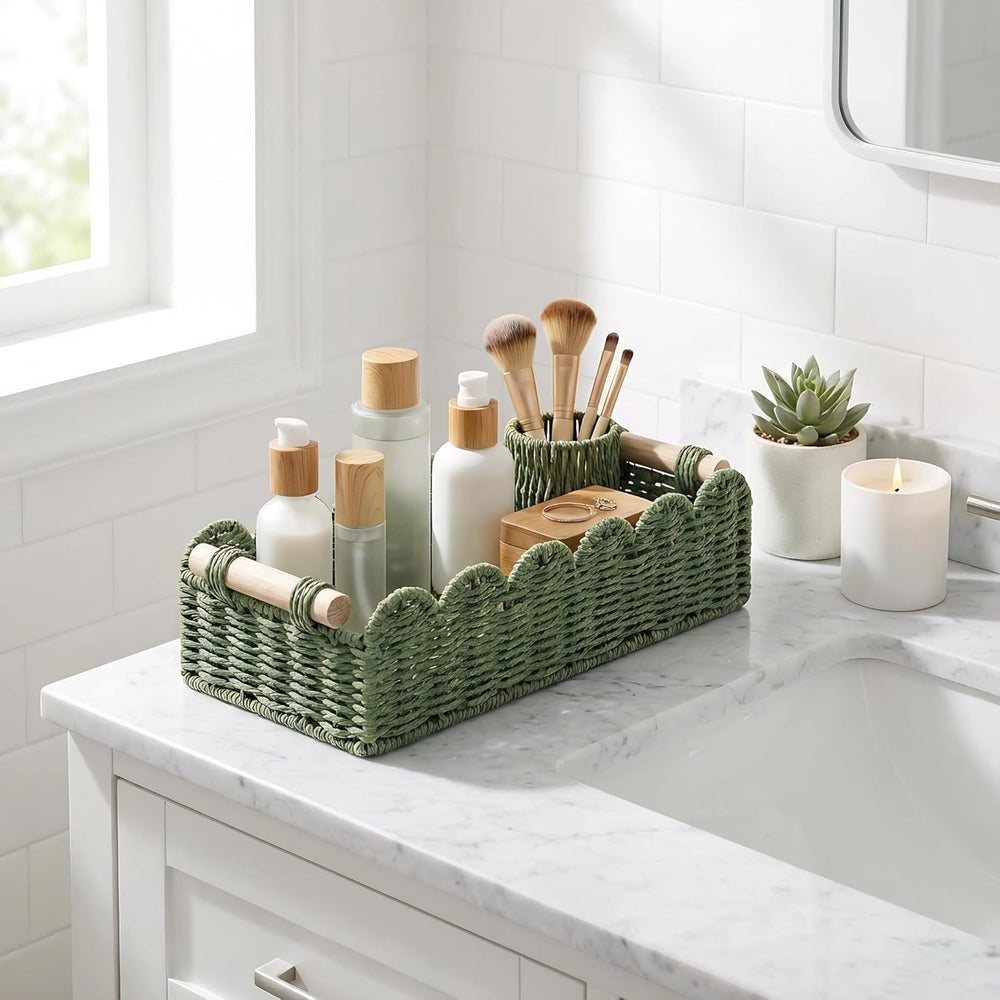 CubesLand Bathroom Basket Organizer, Toilet Tank Paper Storage Baskets 2PK