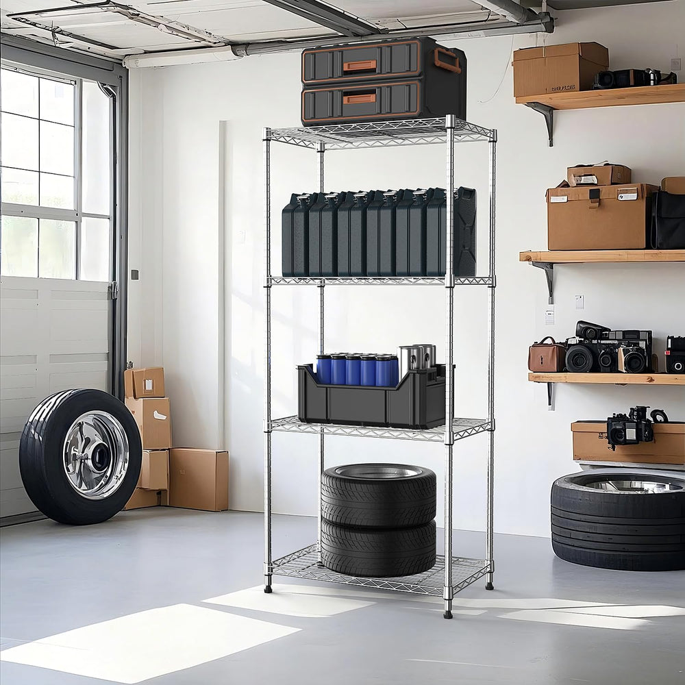 M MZG 1000 lbs 4Tier Shelf Metal Storage Shelves Wire Rack Closet Organizers ...