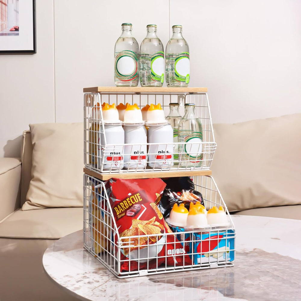 Mefirt White Fruit Bowl, 2-Tier Fruit Basket for Kitchen Counter, Stackable W...