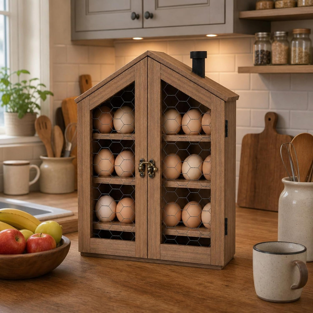 Xuhal Wooden Egg Holder Countertop Farmhouse House Shape Egg Storage Decor 3 ...