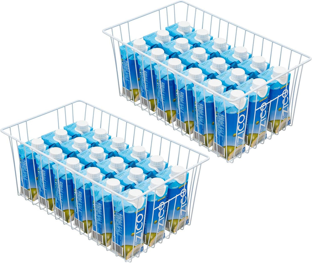 16inch Freezer Wire Storage Organizer Baskets, Household Refrigerator Bins wi...