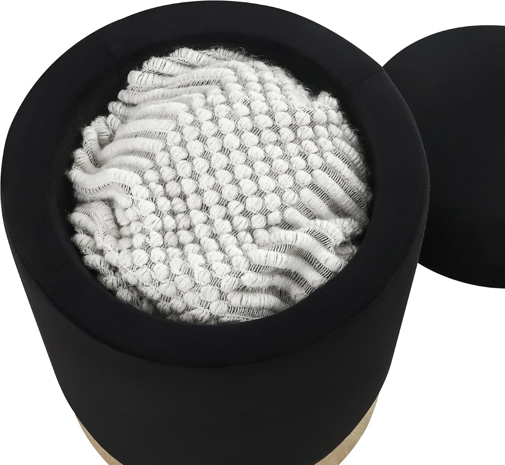 Joveco Round Storage Ottoman Footrest with Removable Lid, Velvet Upholstered ...
