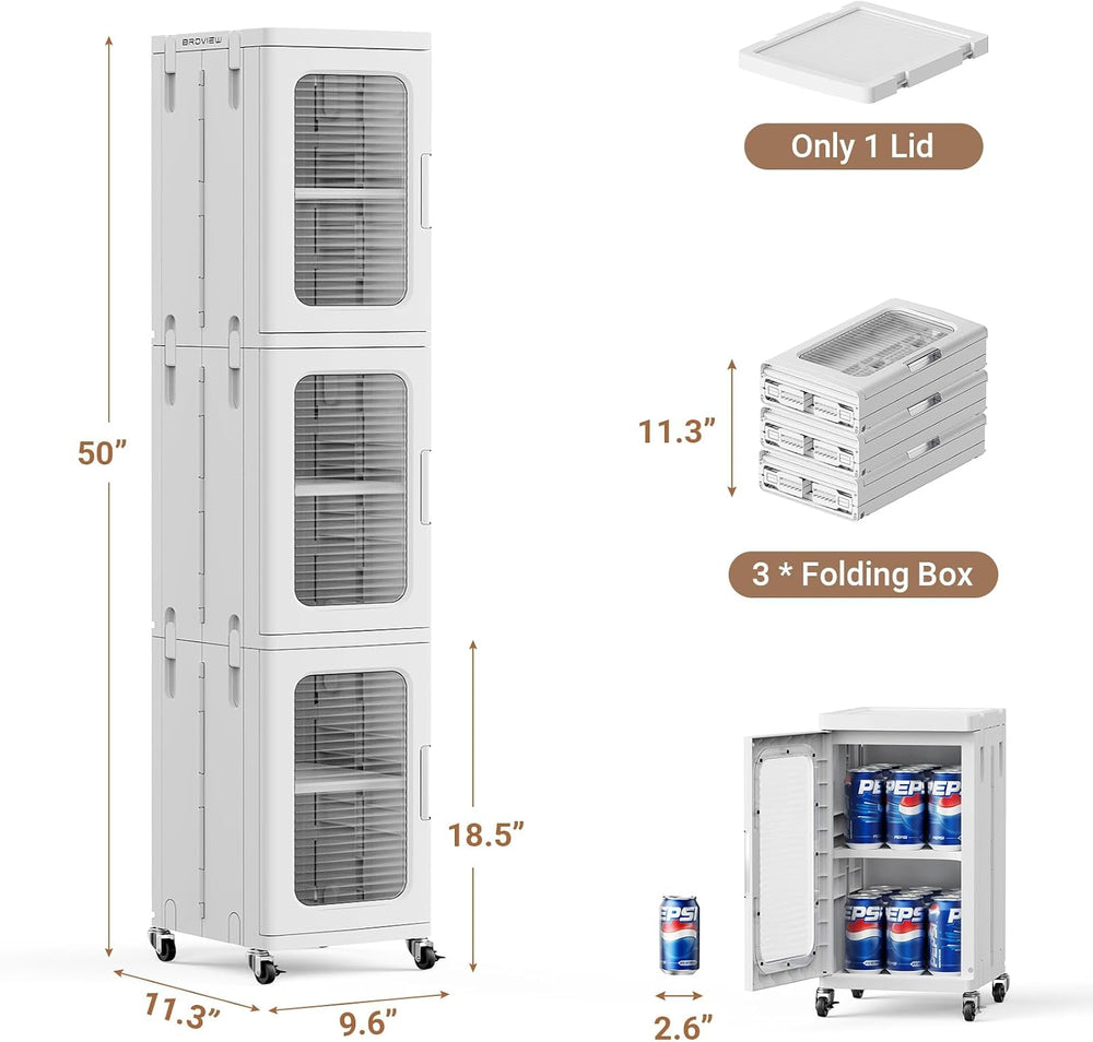 BROVIEW 3-Tier Tall Narrow Storage Cabinet Organizer, Slim Bathroom Cabinets ...