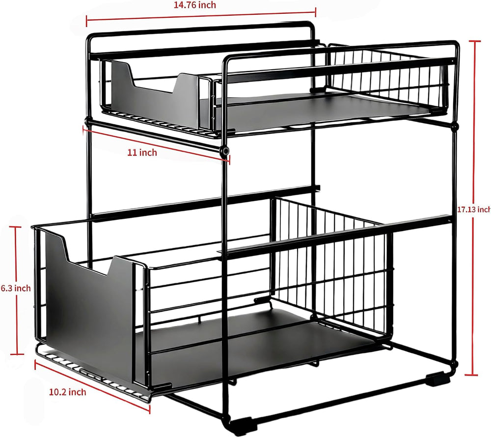 2 Tier Under Sink Organizer,Slide Out Kitchen Cabinet Organizer,Pull Out Pant...
