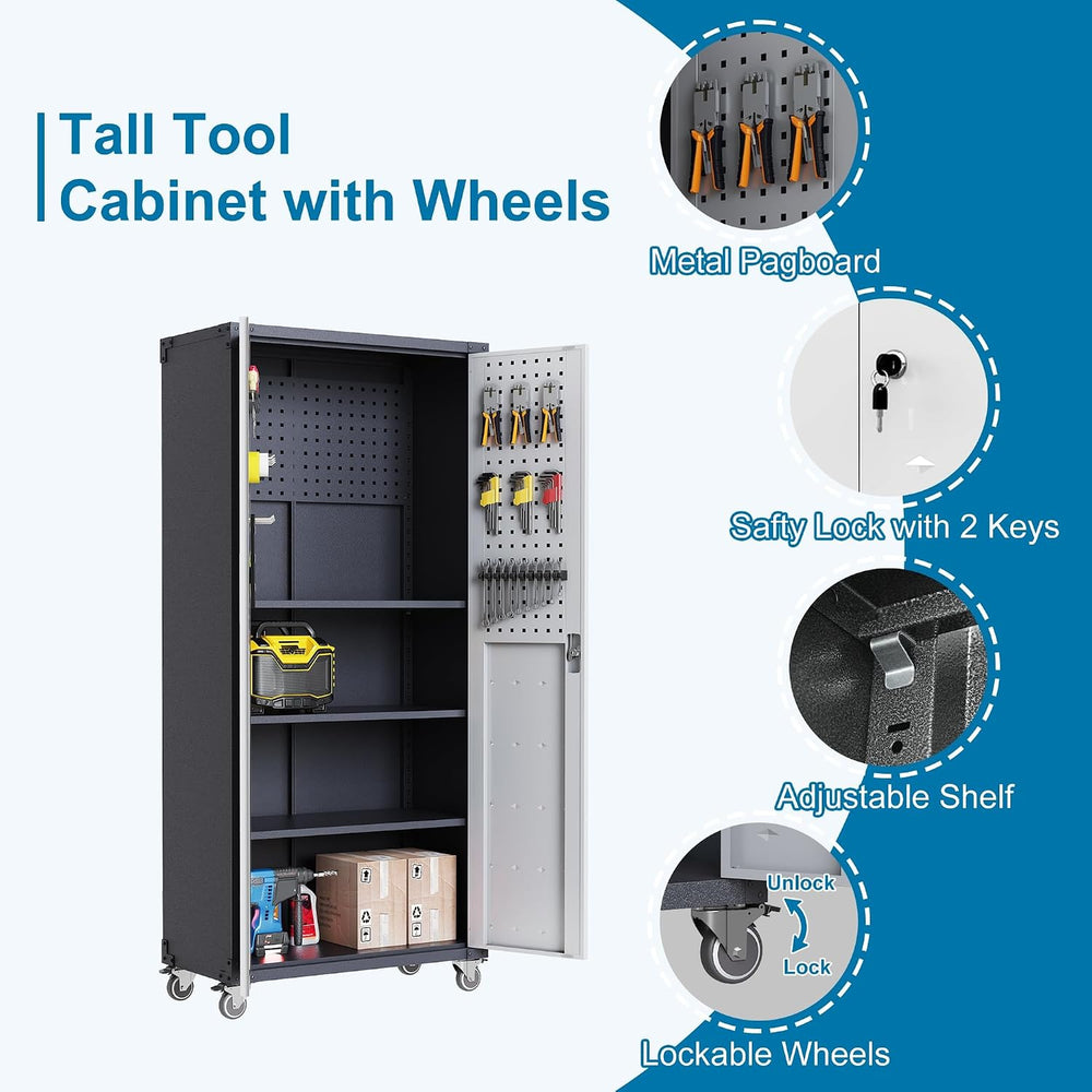 6-Piece Garage Storage Cabinets System Heavy Duty Workshop Set Includes Wall-...