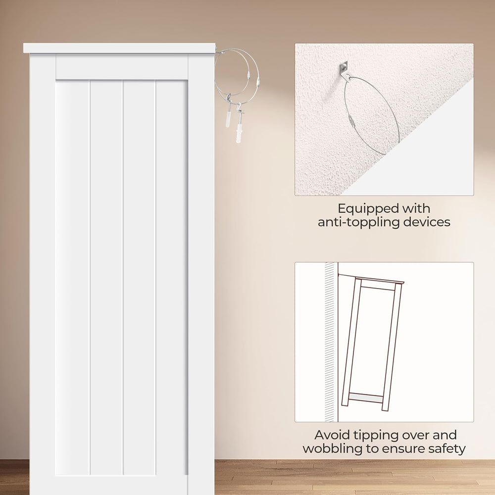 Yaheetech Small Bathroom Storage Cabinet with 4 Drawers & 2 Doors, White