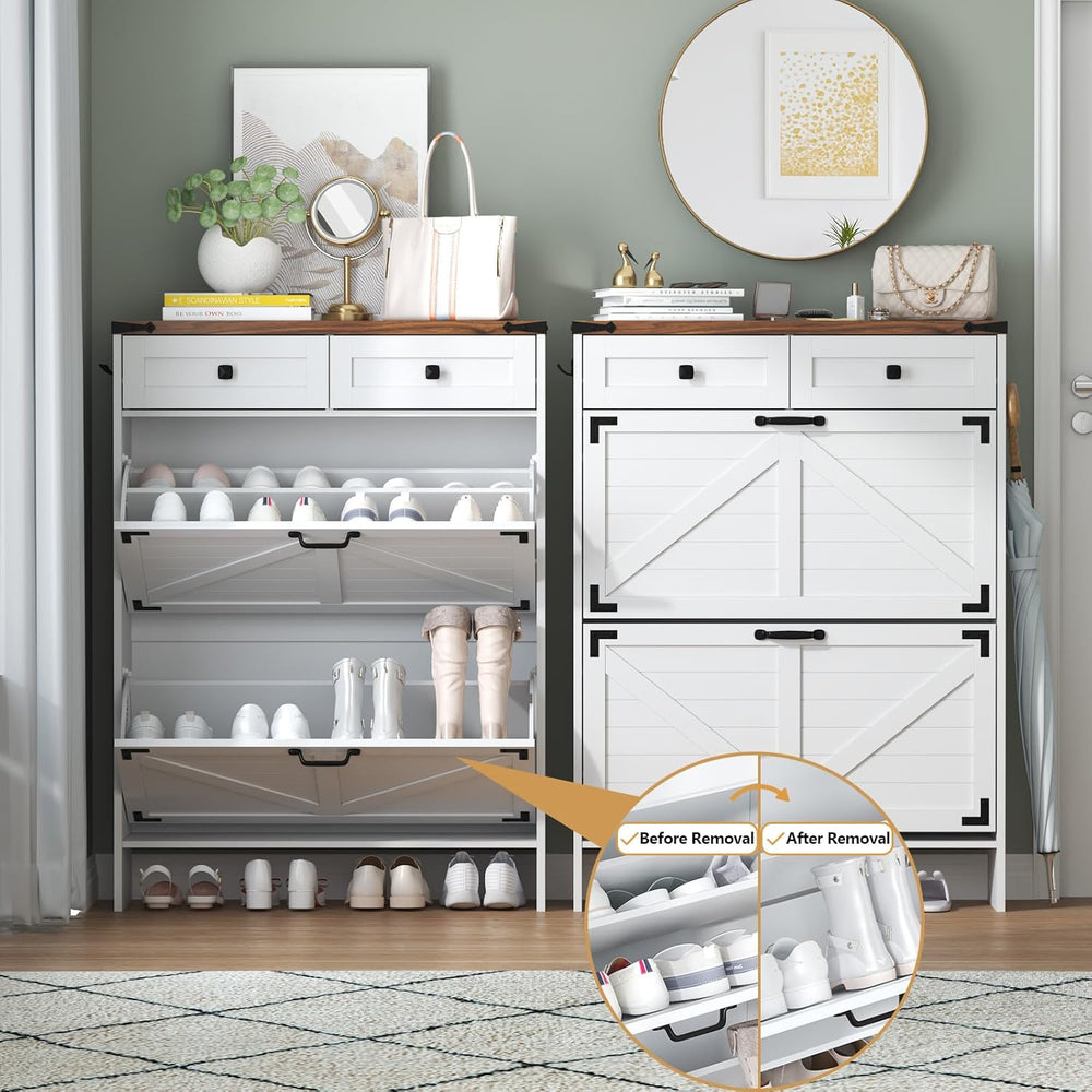 Shoe Storage Cabinet with Deodorizing Function, Farmhouse Narrow Hidden Shoe ...