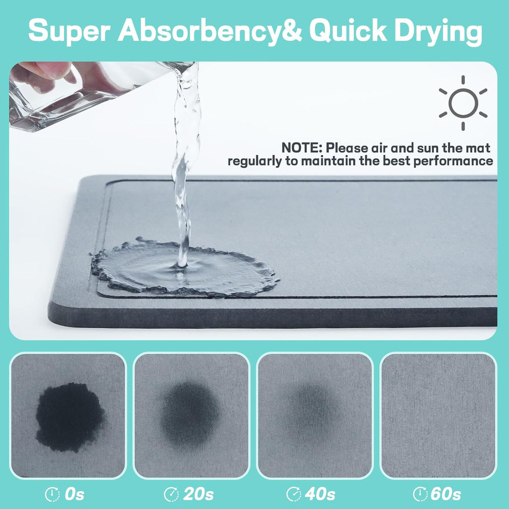 VABNEER Dish Drying Rack with Stone Drying Mat, Quick-Drying/Stainless/Super ...
