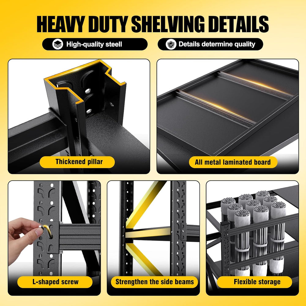 5000LBS Garage Shelving Heavy Duty, 4 Tier Adjustable Storage Shelves, Heavy ...