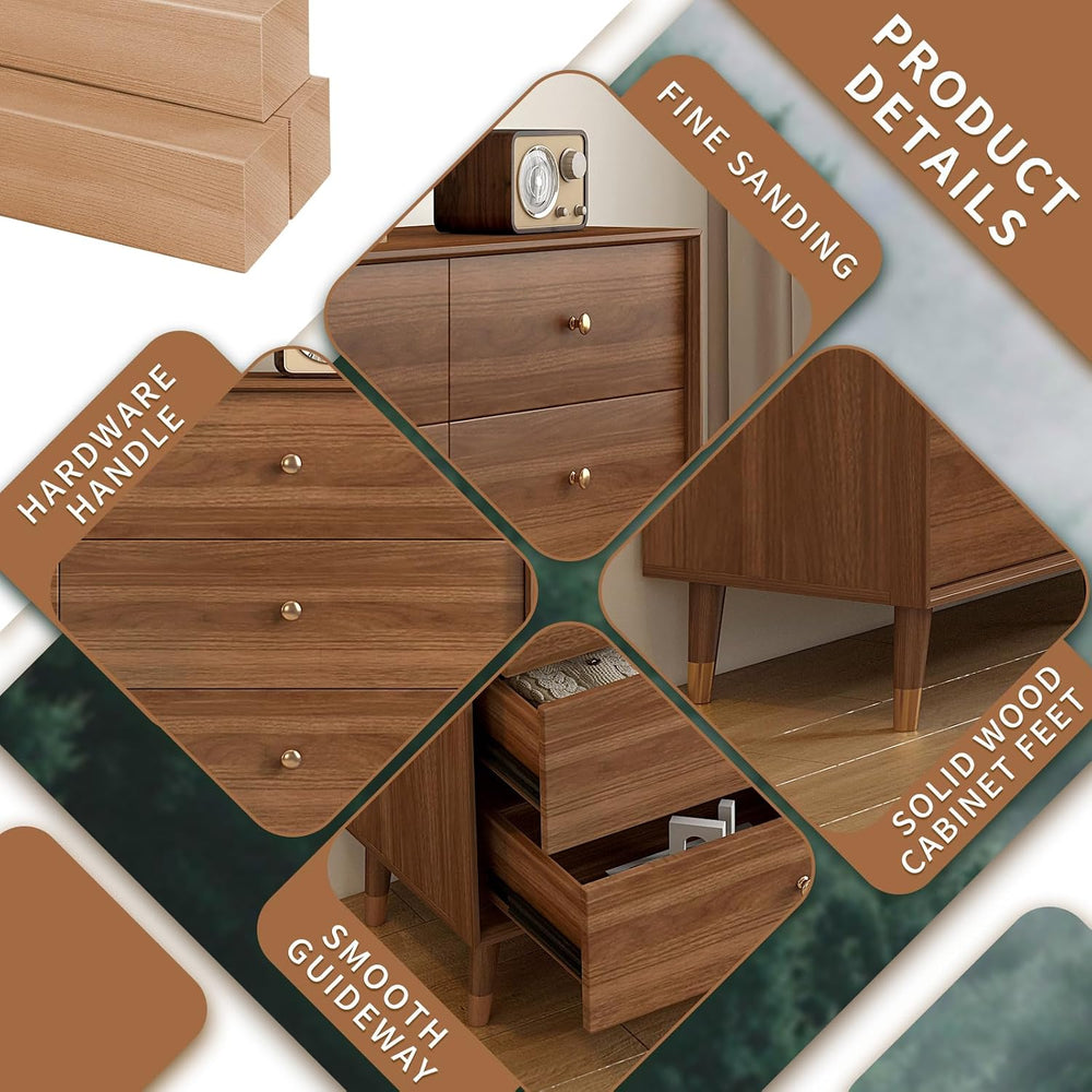 Messenya Dresser for Bedroom, 47 Inch 6 Drawer Wooden Chest of Drawers