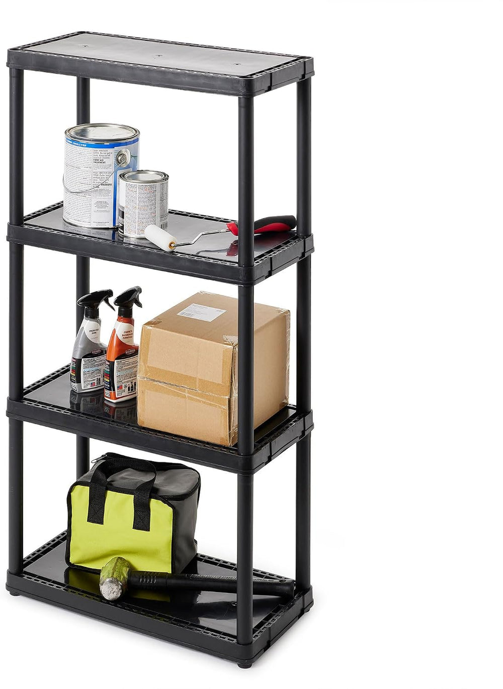 Gracious Living 4-Shelf Fixed-Height Light-Duty Storage, Black, 2-Pack