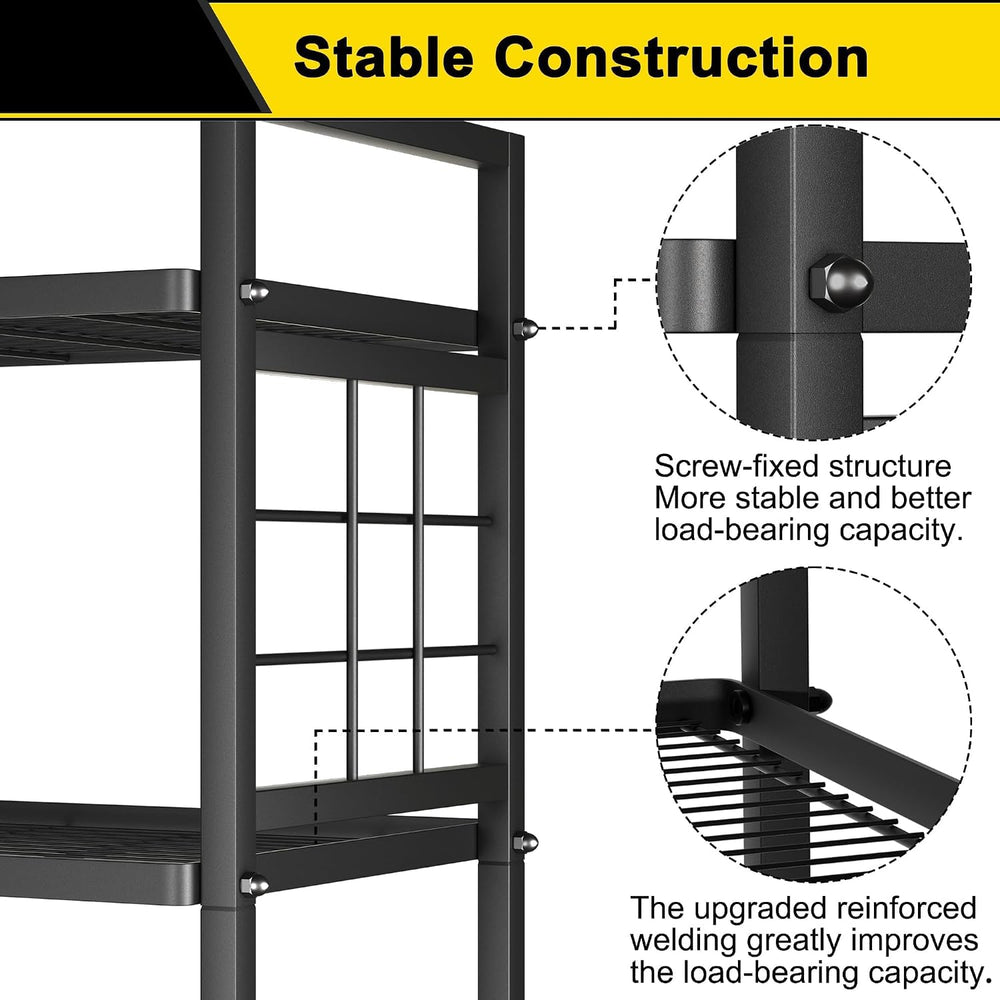 GIOTORENT 5-Wire Standing Book Shelf & Bookcase, Metal Storage Shelving U...