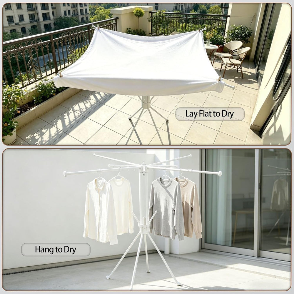 Foldable Clothes Drying Rack with Sock Clips and Shoe Racks