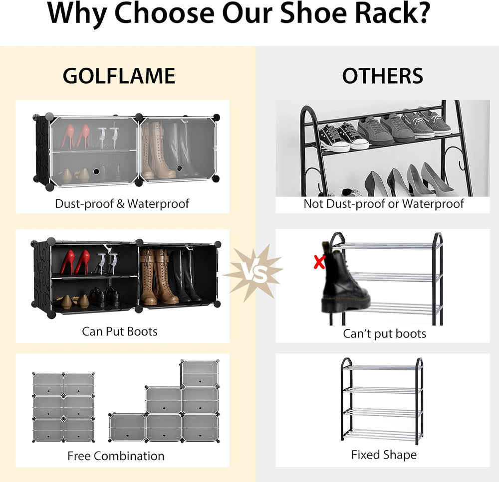GOFLAME Portable Shoe Rack Organizer, 48 Pairs Expandable Modular Shoe Storag...