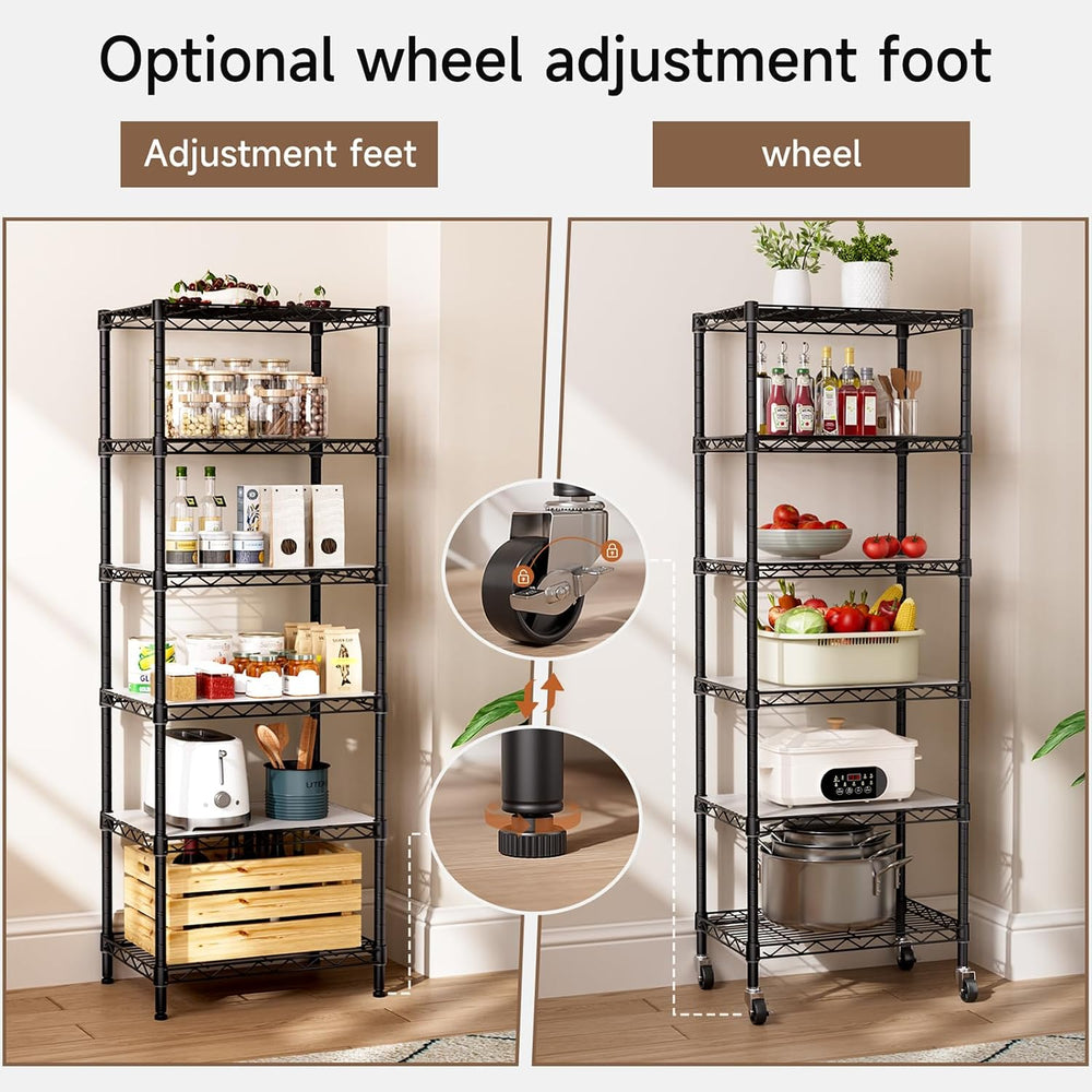 Golpart Small Shelves Storage Wire Metal Adjustable Shelf Unit with Wheels