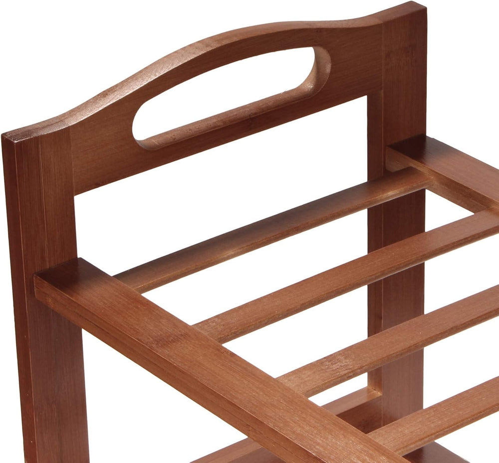 BambooMN 2-Tier Bamboo Wood Shoe Rack, for Entryway or Doorway - Brown Finish...