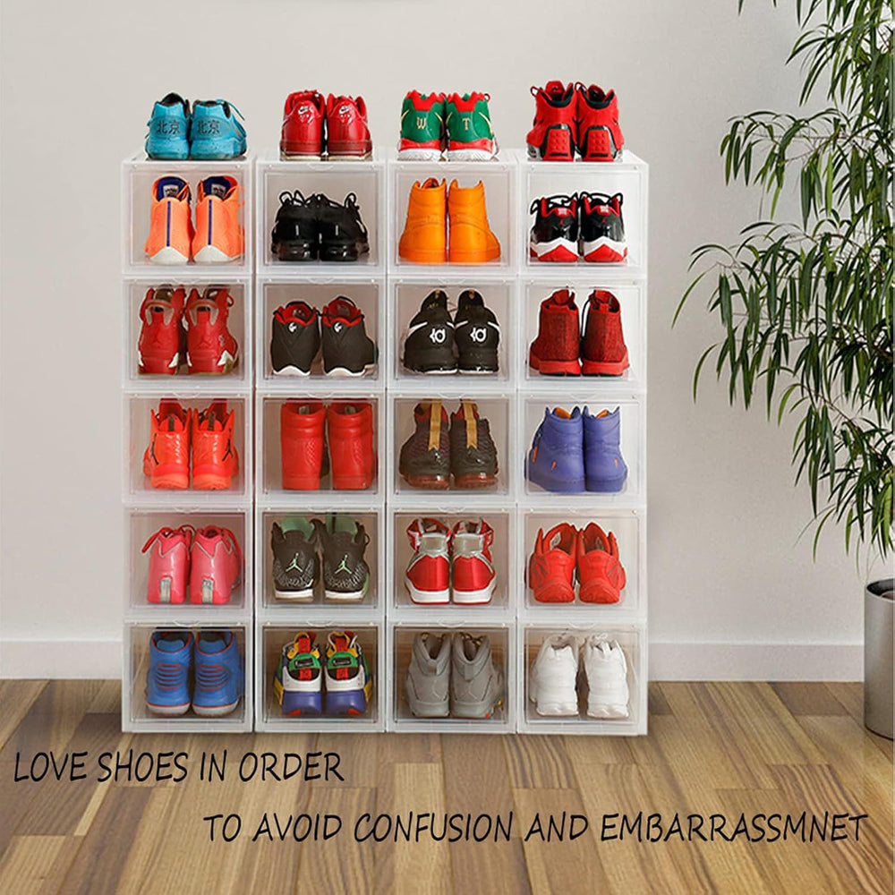 Storage Shoes Box Womens Mens Shoe Storage Display Box Plastic Foldable Stack...