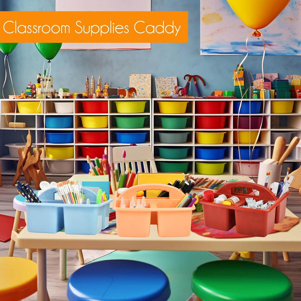 ALINK Plastic Classroom Caddy Organizer with Handle, 6-Pack 4 Compartments