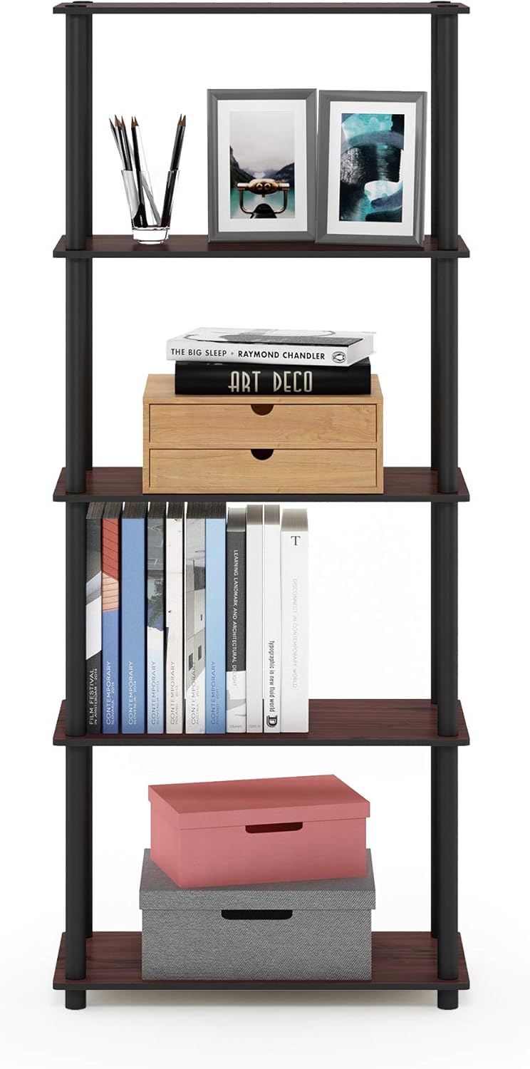 Furinno TURN-N-TUBE Storage Shelves, 5-Tier Book Shelf, Corner Shelf, Toolles...