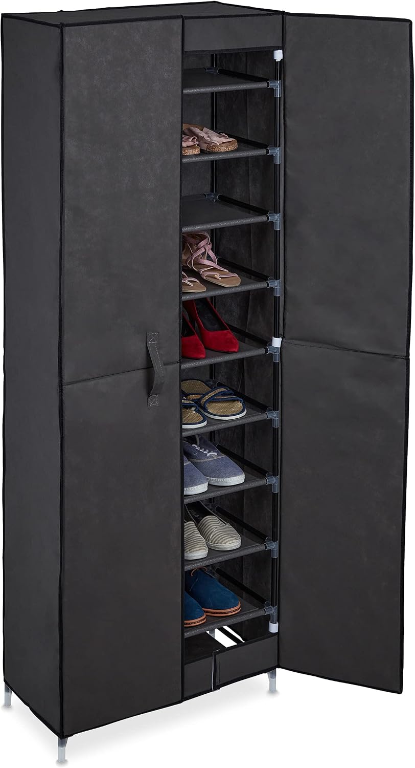 Relaxdays Shoe Cupboard, 30 Pairs of Footwear, Magnetic Doors, Plug-in System...