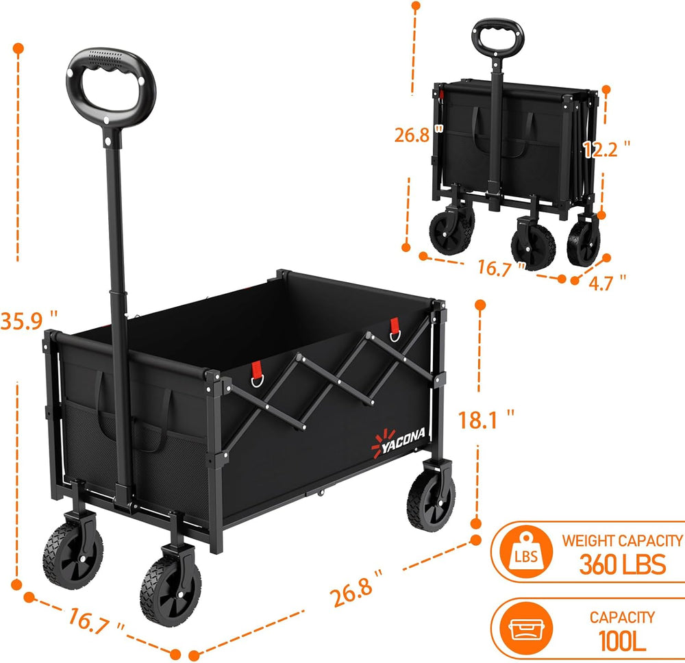 Yozoia Wagons Carts Foldable, Lightweight Portable Utility Shopping Cart with...