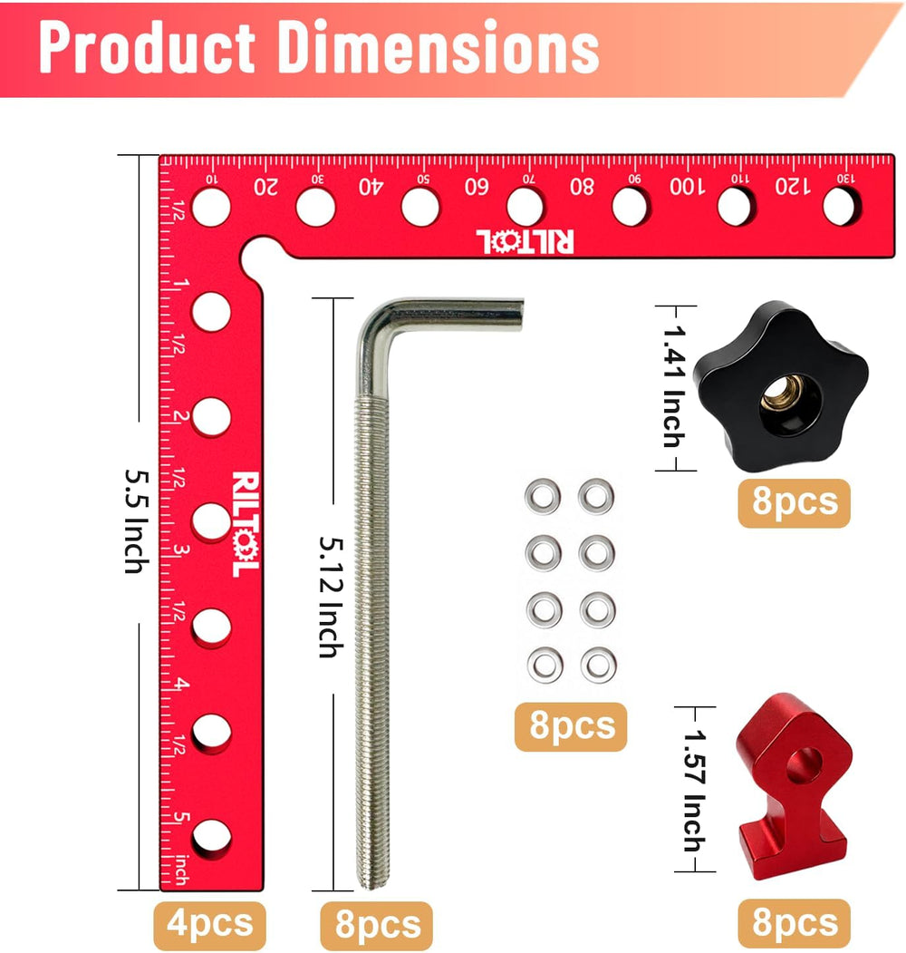 Corner Clamps for Woodworking, 4Pcs 5.5"×5.5" 90 Degree Clamp